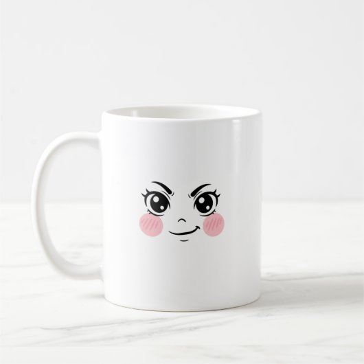 Minimale Cute Anime Gezicht Mok (Links)