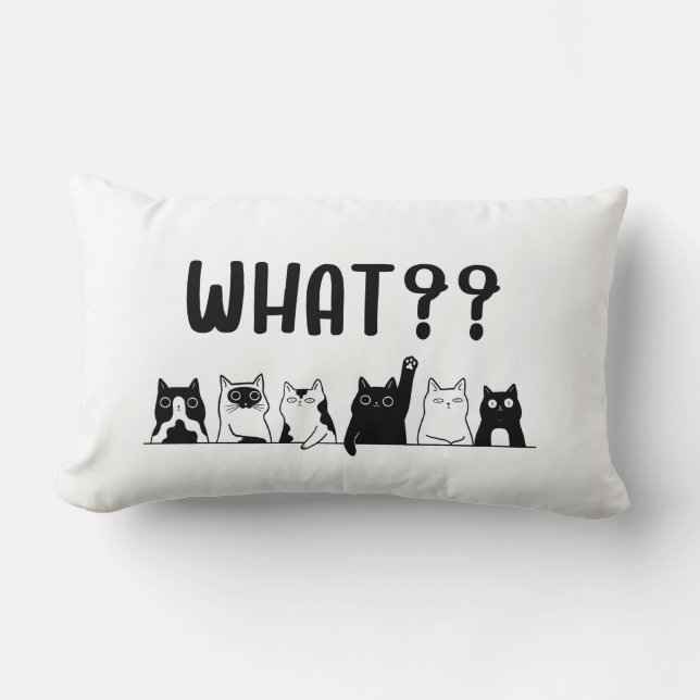 Minimale Cute Cats Kussen Zwart en Wit (Voorkant)