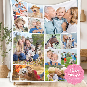 Minimale Cute Eenvoudige Unieke 12 Foto Collage Sherpa Deken