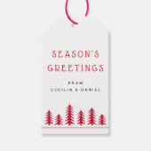 Minimale cute kerstbomen rood wit cadeaulabel (Voorkant)