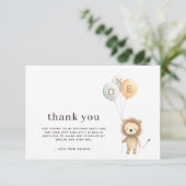 Minimale Cute Kleine Leeuw 3 Ballonnen Verjaardags Bedankkaart (Staand voorkant)