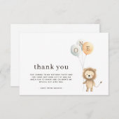 Minimale Cute Kleine Leeuw 3 Ballonnen Verjaardags Bedankkaart (Voorkant / Achterkant)