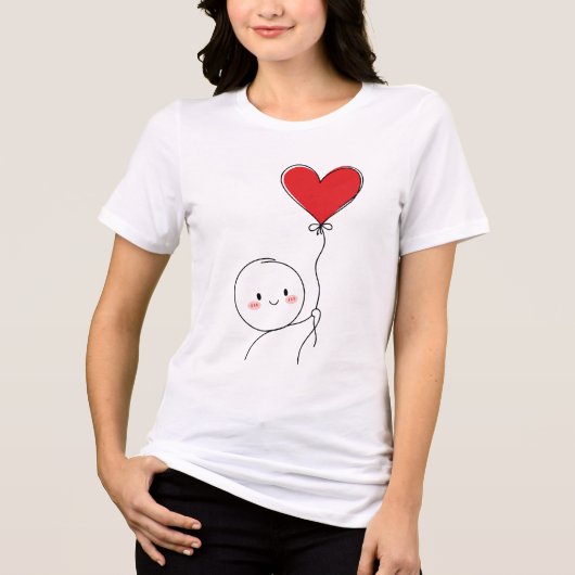 Minimale Cute Love Doodle Tri-Blend Shirt (Voorkant)