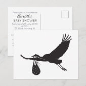 Minimale Cute Ooievaar Uniseks Geboorteaankondigin Briefkaart (Voorkant / Achterkant)