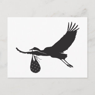 Minimale Cute Ooievaar Uniseks Geboorteaankondigin Briefkaart