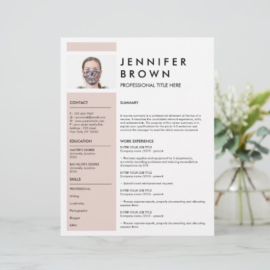 Minimale cv met fotografie (Staand voorkant)