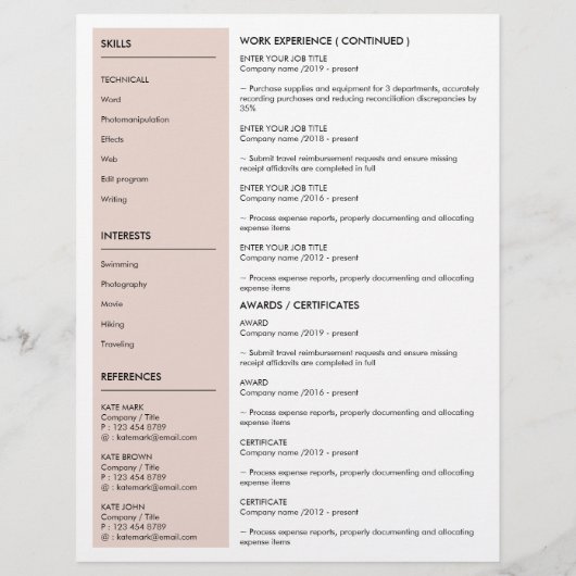 Minimale cv met fotografie (Achterkant)