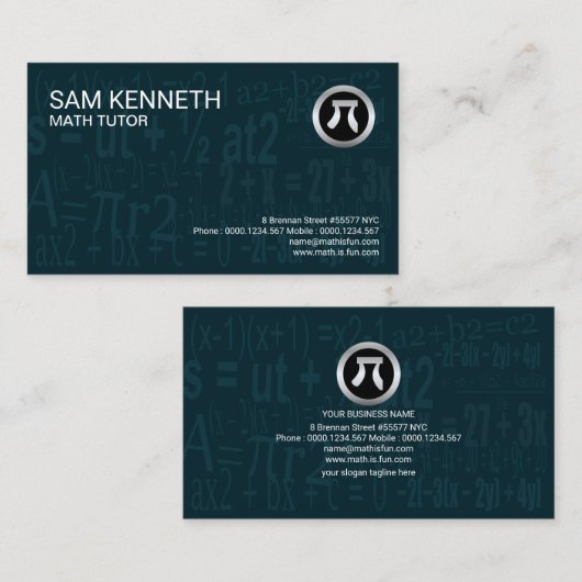 Minimale cyaan-Wiskunde met Algebra-formule Visitekaartje (Voorkant / Achterkant)