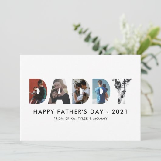 Minimale DADDY Photo Collage Happy Vaderdag Kaart (Staand voorkant)