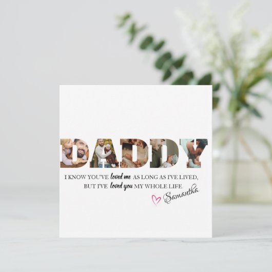 Minimale DADDY Photo Collage Happy Vaderdag Kaart (Staand voorkant)