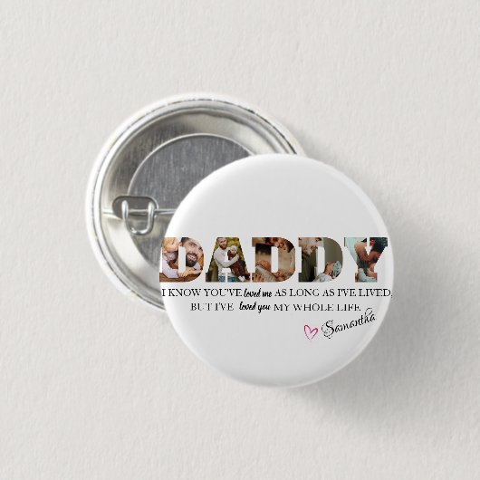 Minimale DADDY Photo Collage Happy Vaderdag Ronde Button 3,2 Cm (Voorkant /achterkant)
