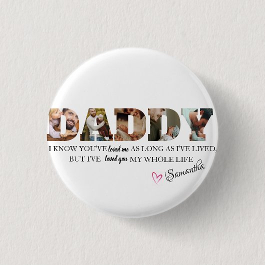 Minimale DADDY Photo Collage Happy Vaderdag Ronde Button 3,2 Cm (Voorkant)