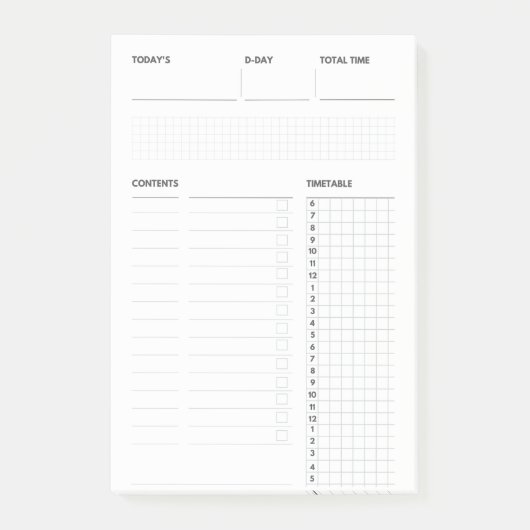 Minimale dagelijkse Planner|Om checklist van aanbi Post-it® Notes (Voorkant)