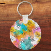 Minimale Daisy Bloemen Metalen Sleutelhanger (Voorkant)