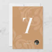 Minimale Damask Ochre Fototafel Nummer Kaart (Voorkant)