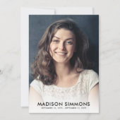 Minimale dank u begrafenis sympathie rouwfoto bedankkaart (Voorkant)