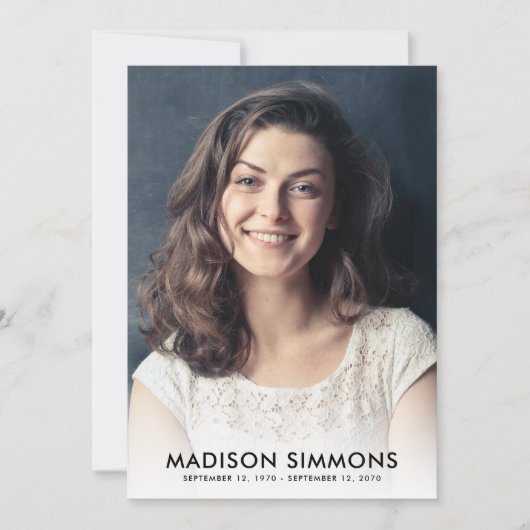 Minimale dank u begrafenis sympathie rouwfoto bedankkaart (Voorkant)