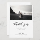 Minimale dank u script bruiloft paar foto bedankkaart (Voorkant / Achterkant)