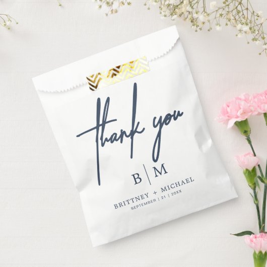 Minimale dank voor uw bruiloft van de mosterdblauw bedankzakje (Gezegeld)