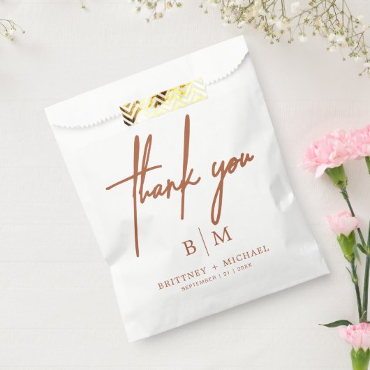 Minimale dank voor uw huwelijk met Terracotta Bedankzakje (Gezegeld)