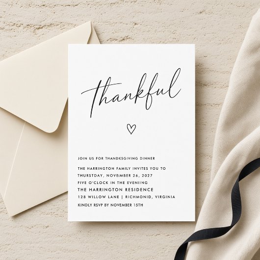 Minimale Dankbare Thanksgiving-diner Kaart