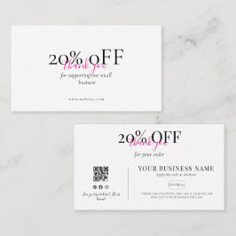 Minimale Dankjewel QR-kortingskaart Blush Roze Visitekaartje