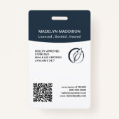 Minimale Dark Azure Photo Notary Signing Agent Bad Badge (Achterkant)