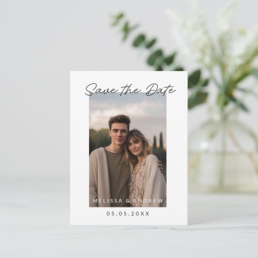 Minimale datum opslaan met scriptletters aankondigingskaart (Staand voorkant)