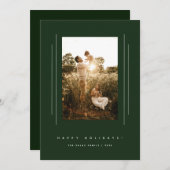 Minimale deco Dark Green Holiday-fotokaart Kaart (Voorkant / Achterkant)