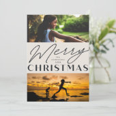 Minimale Deco eenvoudige foto Feestdagenkaart (Staand voorkant)