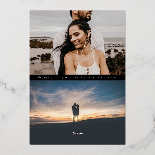 Minimale Deco-foto 'Save the Date' goud Folie Uitnodiging (Achterkant)