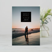 Minimale Deco-foto uitnodiging goud (Staand Voorkant)