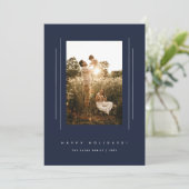 Minimale deco Navy Blue Holiday-fotokaart Kaart (Staand voorkant)