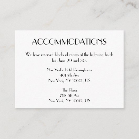 Minimale Deco Trouw Accommodatie Kaarten (Voorkant)