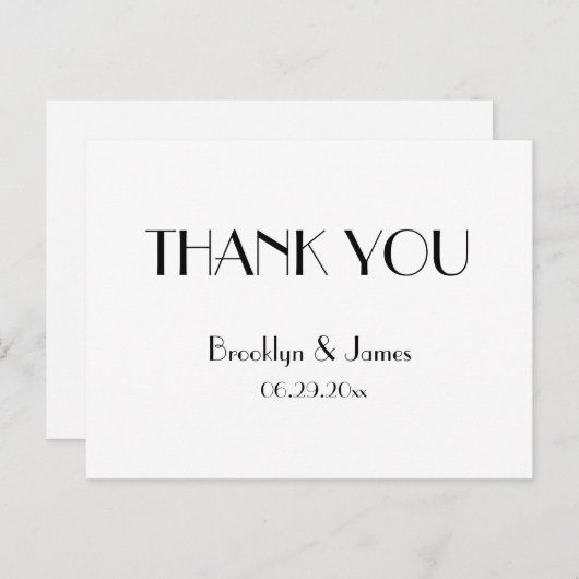 Minimale Deco witte trouw Trouw Dankkaartjes Briefkaart (Voorkant / Achterkant)