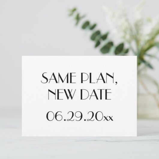Minimale Deco Witte Trouwdatum Aanpassen Save The Date (Staand voorkant)