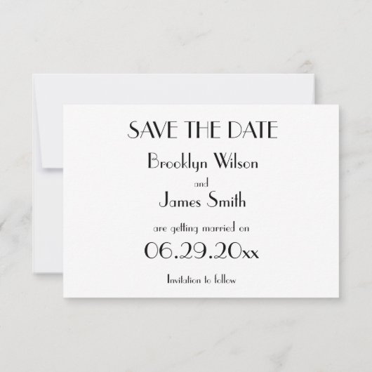 Minimale Deco Witte Trouwdatum Aanpassen Save The Date (Achterkant)