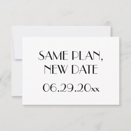 Minimale Deco Witte Trouwdatum Plan Nieuwe Datum Save The Date (Voorkant)