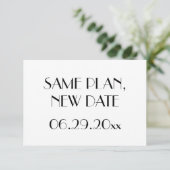 Minimale Deco Witte Trouwdatum Plan Nieuwe Datum Save The Date (Staand voorkant)