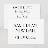 Minimale Deco Witte Trouwdatum Plan Nieuwe Datum Save The Date (Voorkant / Achterkant)