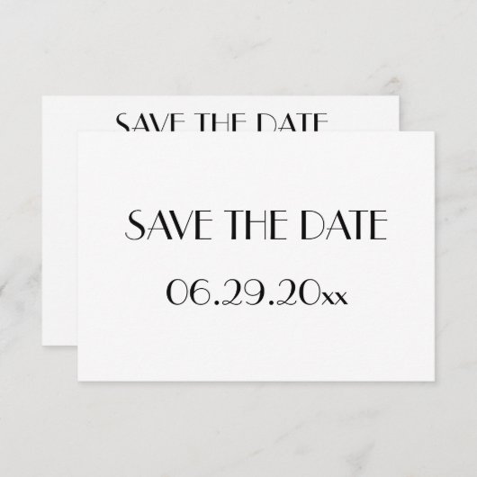 Minimale Deco witte trouwkaart Save The Date (Voorkant / Achterkant)