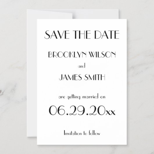 Minimale Deco Witte Trouwkaart Save The Date Magnetische Uitnodiging (Voorkant)