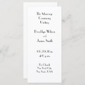 Minimale Deco Witte Trouwprogramma Programmakaart (Voorkant / Achterkant)