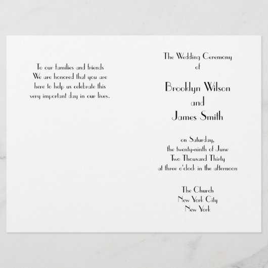 Minimale Deco Witte Trouwprogramma's (Voorkant)