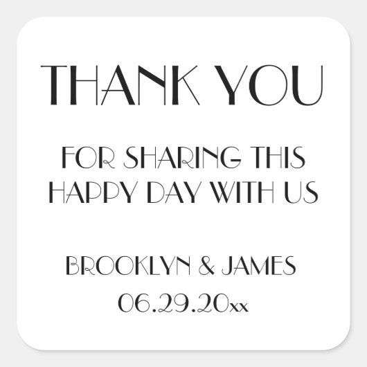 Minimale Deco Witte Trouwstickers Vierkante Sticker (Voorkant)