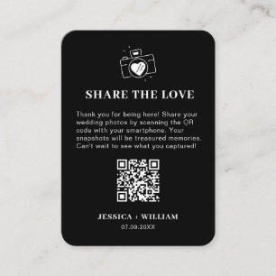 Minimale 'Deel de Liefde' QR-code bord Informatiekaartje