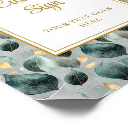 Minimale Deep Green Gold Eucalyptus Wedding Custom Poster (Hoek)