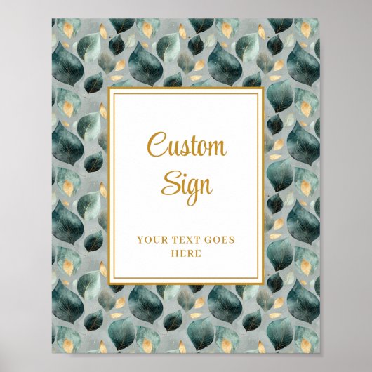 Minimale Deep Green Gold Eucalyptus Wedding Custom Poster (Voorkant)