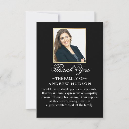 Minimale delicate begrafenisfoto dank u kaart (Voorkant)