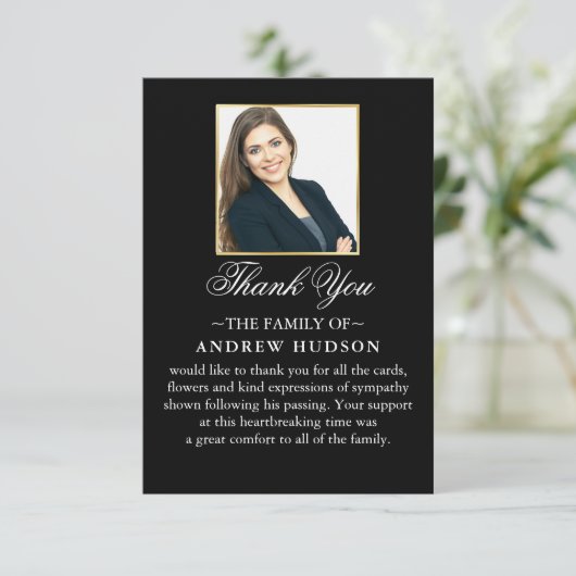 Minimale delicate begrafenisfoto dank u kaart (Staand voorkant)